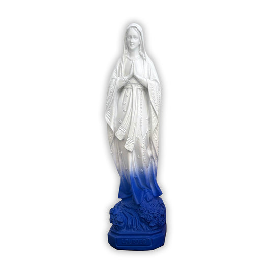 Estatua Virgen de Lourdes - blanco y azul